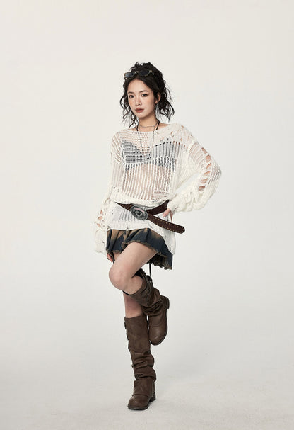 Distressed Crochet Sweater