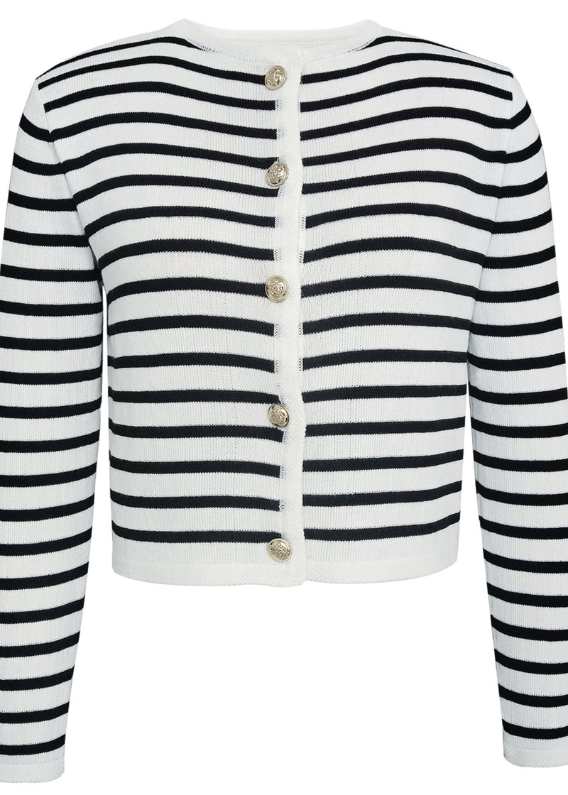 Marseille Knit Set – Striped Cardigan & High-waisted Shorts