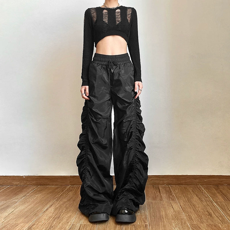 High-waist Pleated Wide-leg Pants