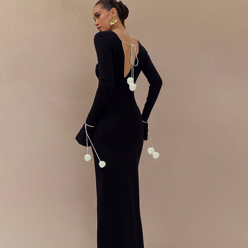 Decoration V Neck Front Back Wearable Maxi Dress