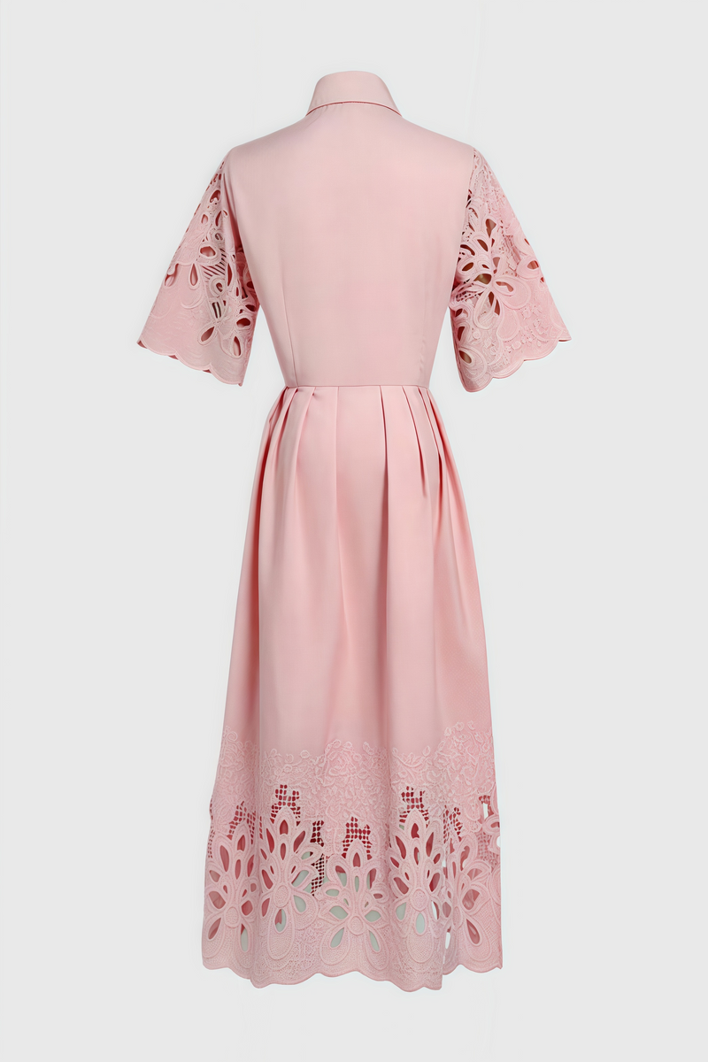 Jex Pink Cutout Lapel Maxi Dress