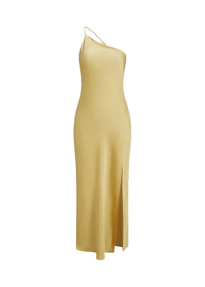 Golden Hour - Satin One-shoulder Backless Maxi Dress