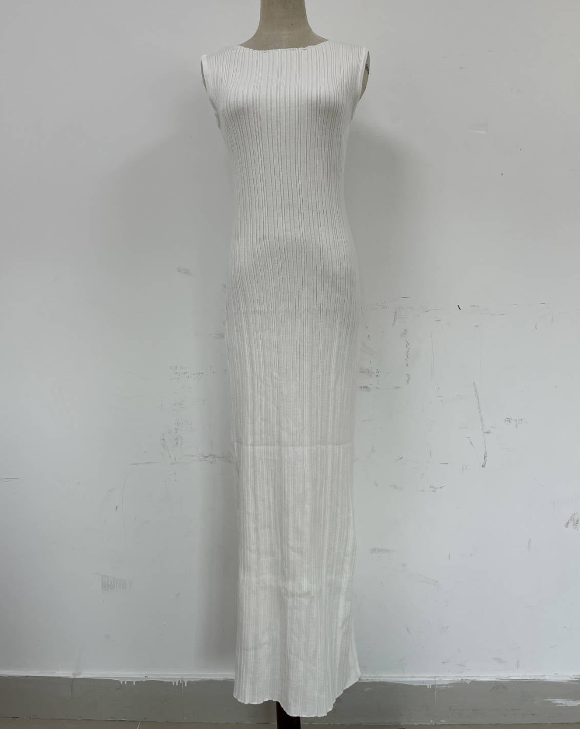 Covering Yarn Slimming Sleeveless Knitted Maxi Dress Waist Tight Messy Sunken Stripe Maxi Dress