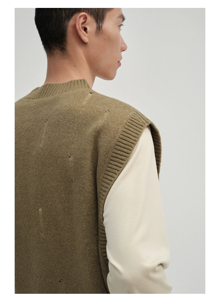Irregular Distressed Open-knit Cardigan/vest