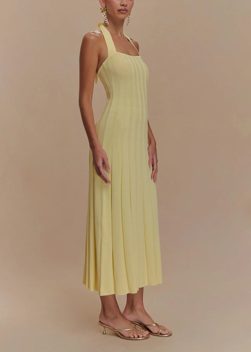 Liora – Halter Tie-back Knit Midi Dress