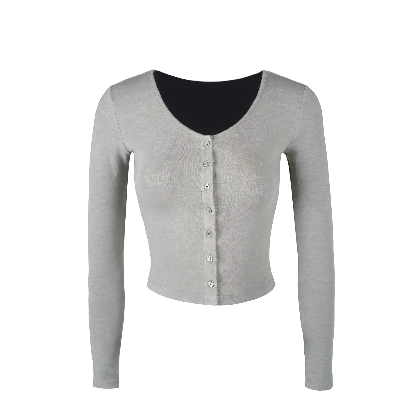 Knit Cropped Long-sleeve Cardigan