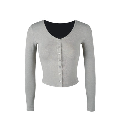 Knit Cropped Long-sleeve Cardigan