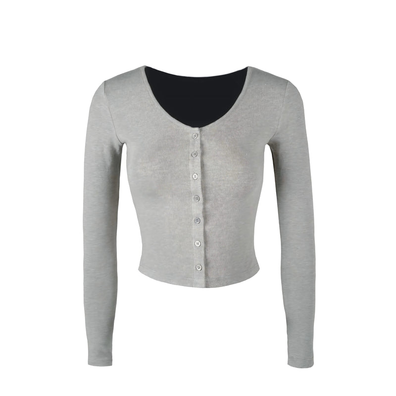 Knit Cropped Long-sleeve Cardigan
