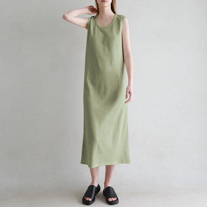 Sleeveless Dress French Waffle Texture Skin Friendly Vest Dress Simple Thin a Line Maxi Dress Clothing