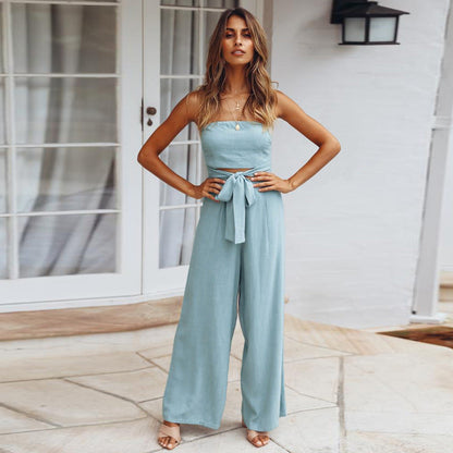 Set Backless Slim Fit Jumpsuit Straight Leg Trousers Set Spring Summer New