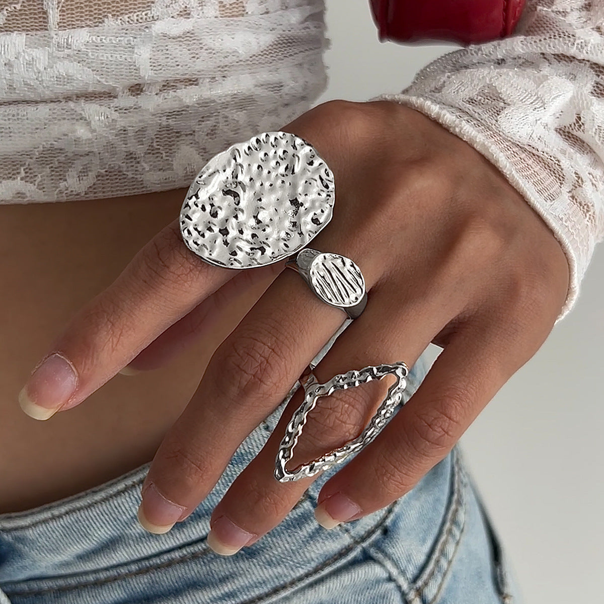 Dezire Folded Geometric Ring Set