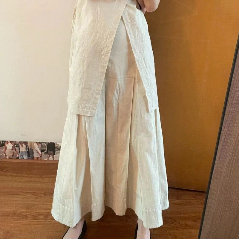 Split White Blouse Sleeveless Lace Up Loose Shirt Office Lady Summer Design Tops Mujer New
