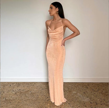 Clothing Summer Slim Dress Lace Up Backless Sheath Dress Long Dress for