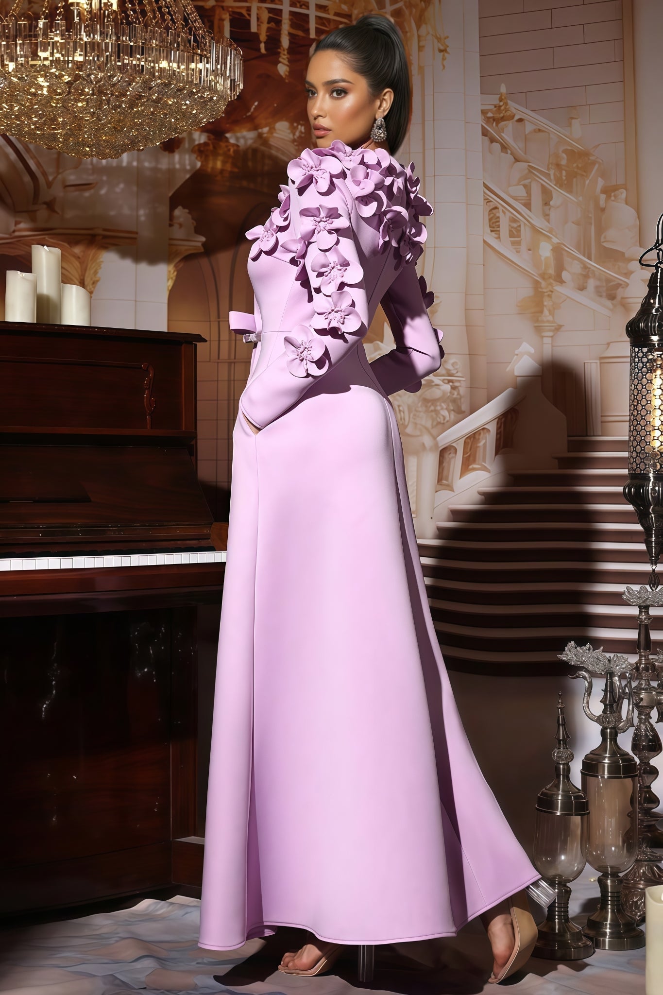 Colia Purple 3d Maxi Dress
