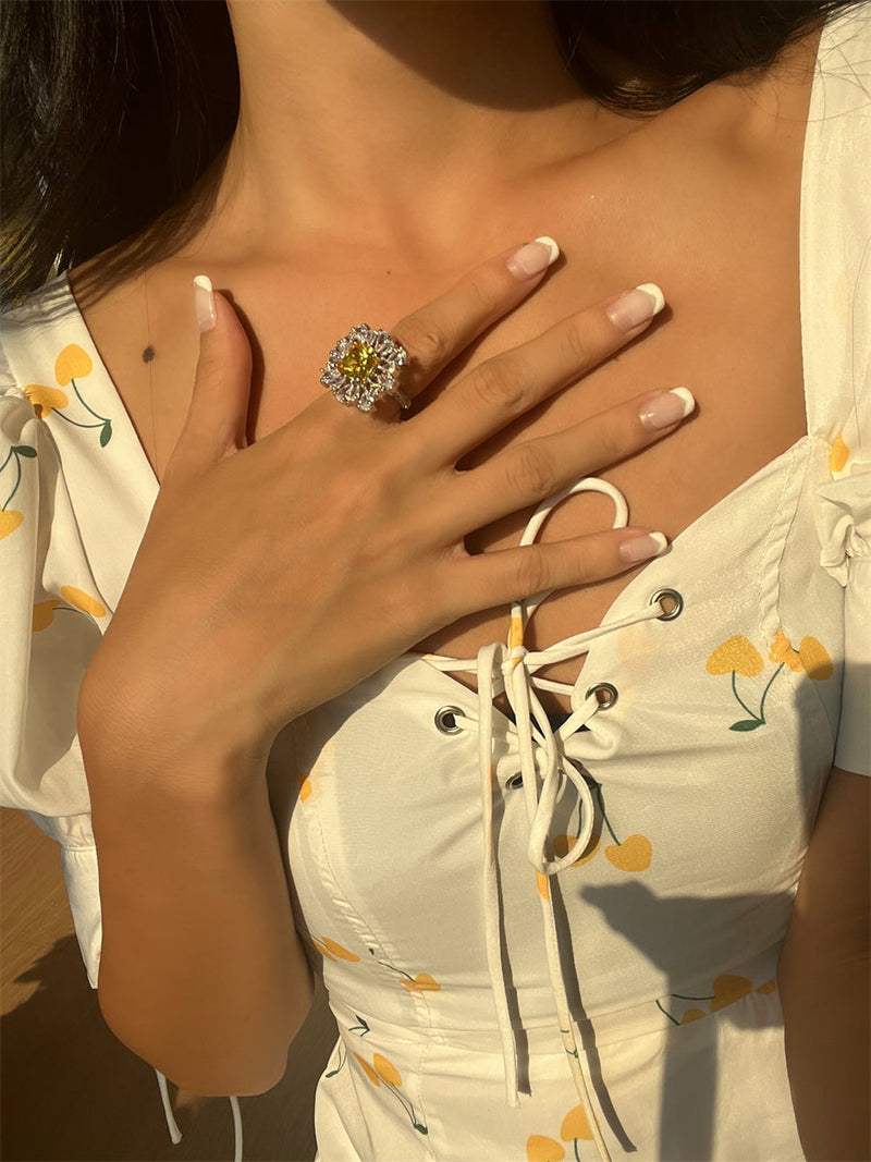 Rena Golden Zircon Crystal Ring