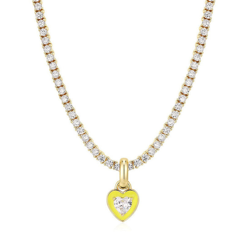 Heart Pendant Gemstone Tennis Necklace