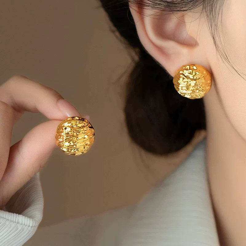 Textured Gold Stud Earrings