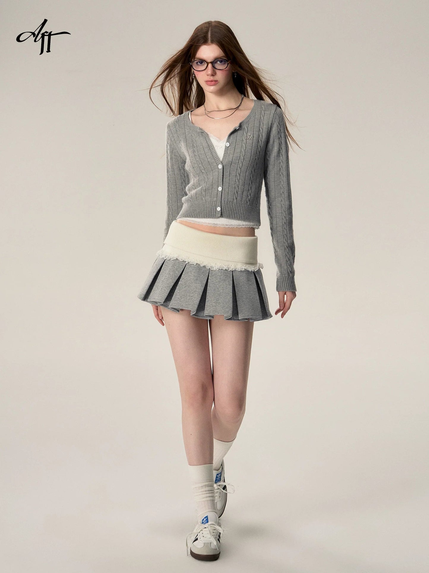 Wool Button-down Cardigan Set