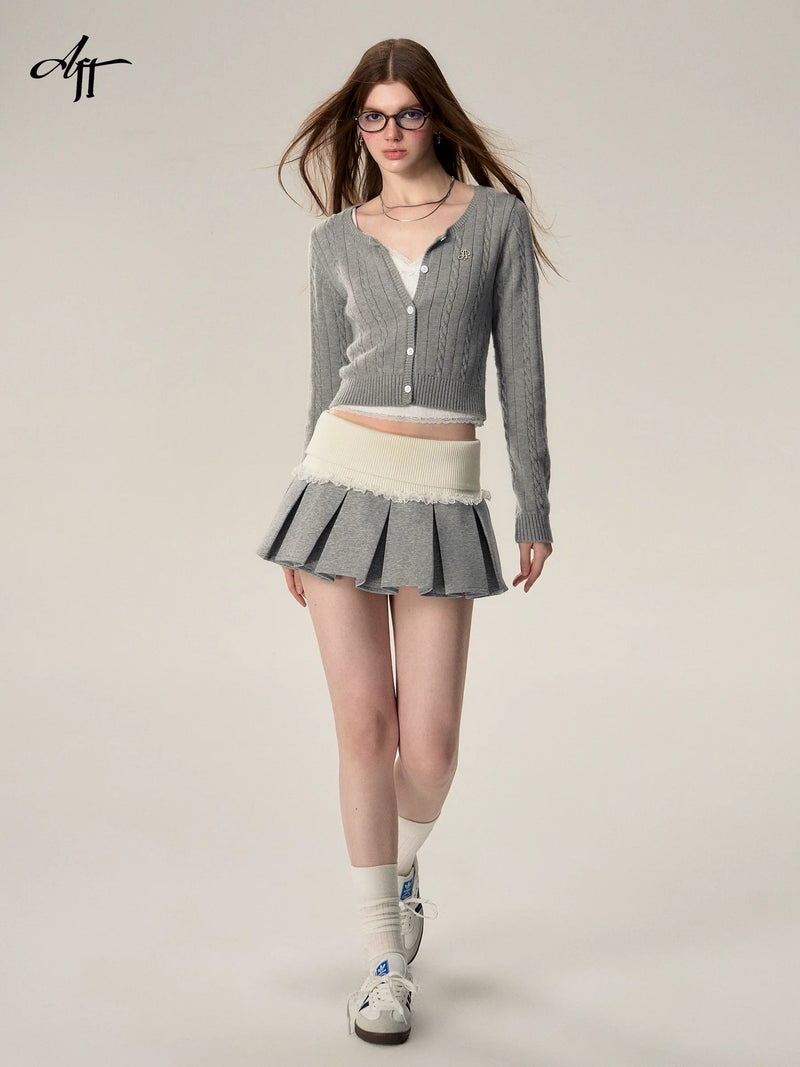 Wool Button-down Cardigan Set