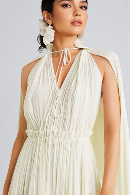 Ingrid V-neck Ruffle Hem Midi Dress
