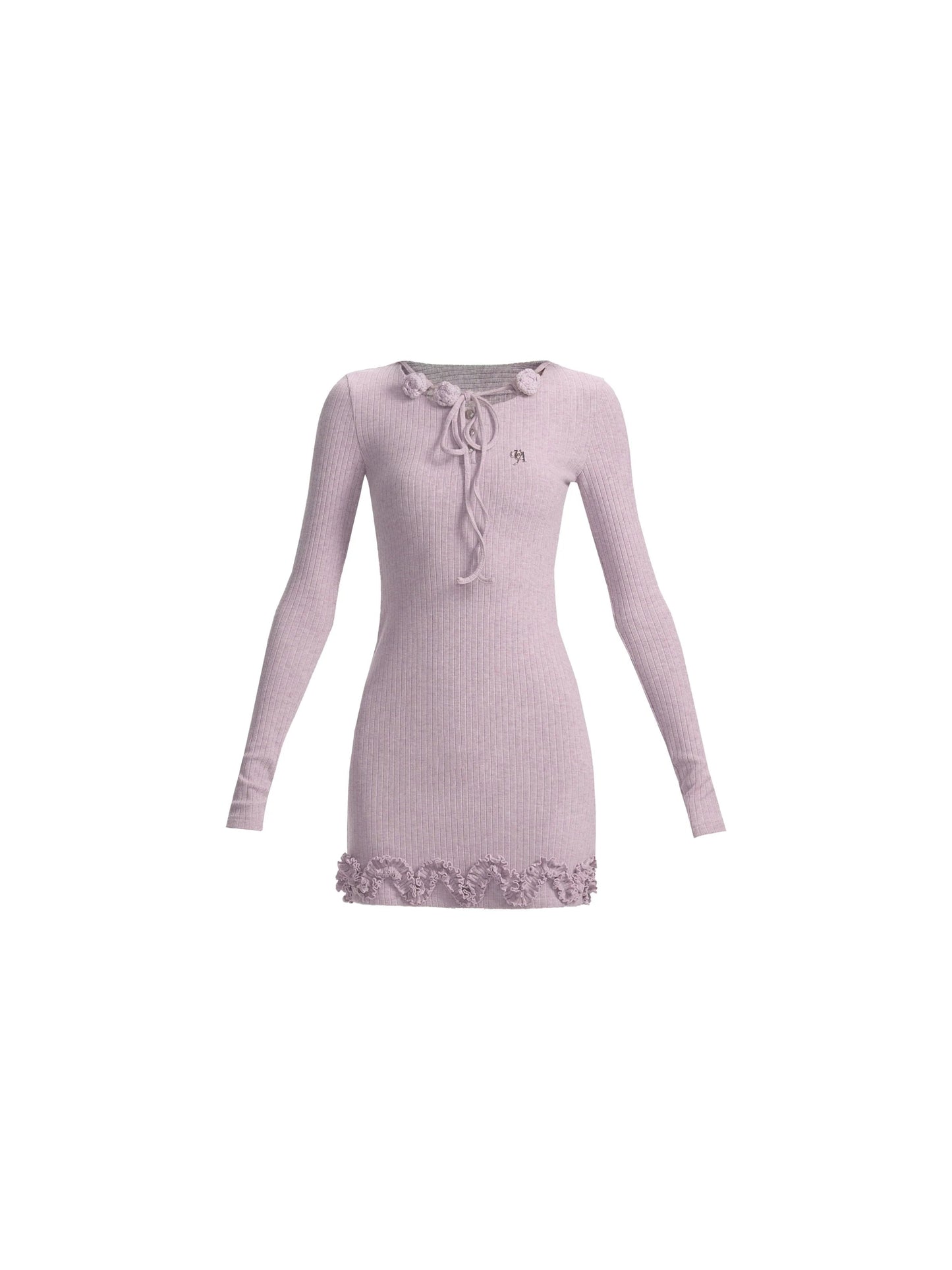 Ribbed Ruffle Mini Dress