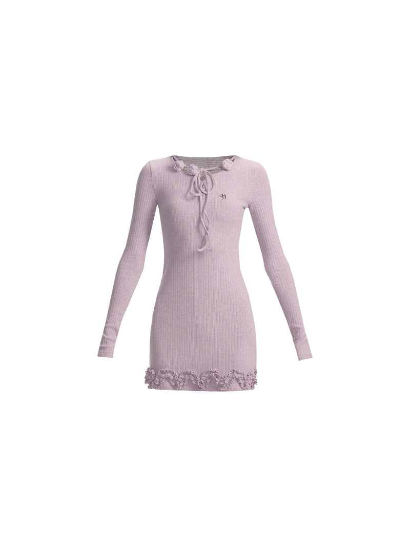 Ribbed Ruffle Mini Dress