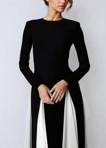 Amara - Two-tone Long Sleeve Maxi Dress