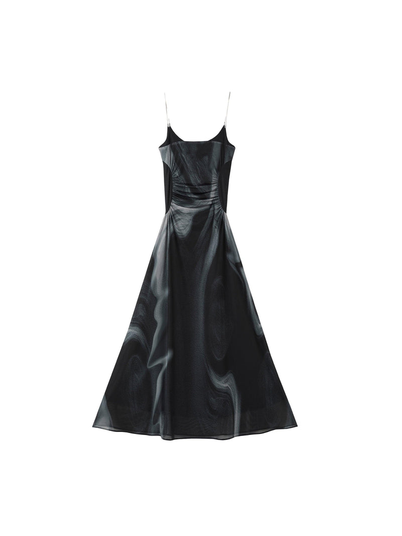Of Akiva Satin Maxi Dress - Spaghetti Strap A-line Evening Gown With Ruched Waist Detail