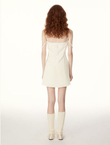 Tie-strap Pleated Mini Dress