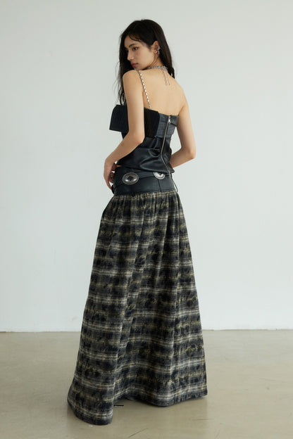 Highland Mist Plaid Maxi Skirt