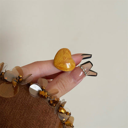 Kelsy Enamel Heart Open Ring