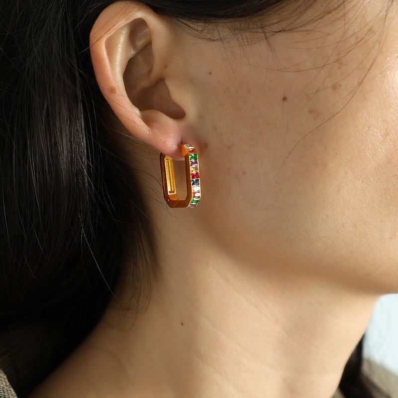 Blossom Geometric Zircon Hoops