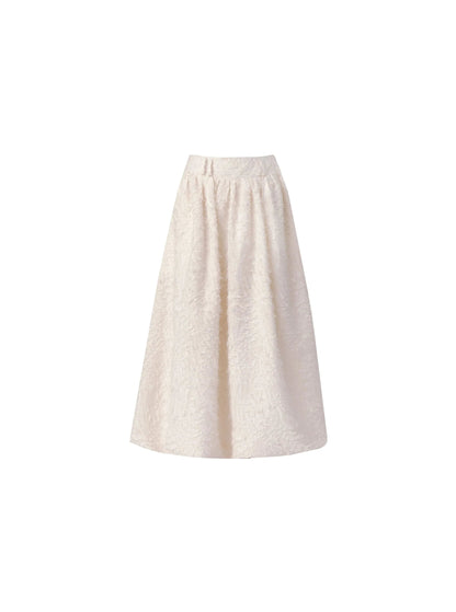-inspired Cream Puff Sleeve Blouse and Midi Skirt Set