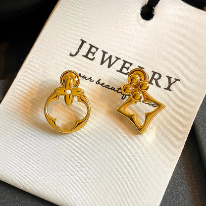 Geometric Asymmetrical Gold Drop Earrings