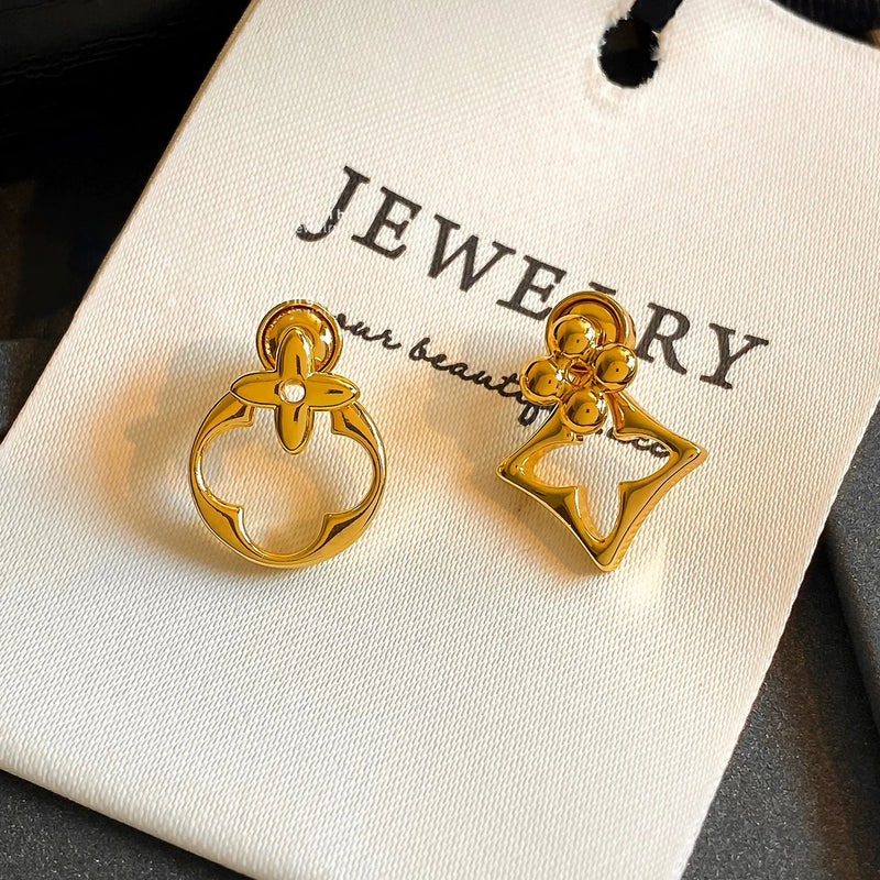 Geometric Asymmetrical Gold Drop Earrings