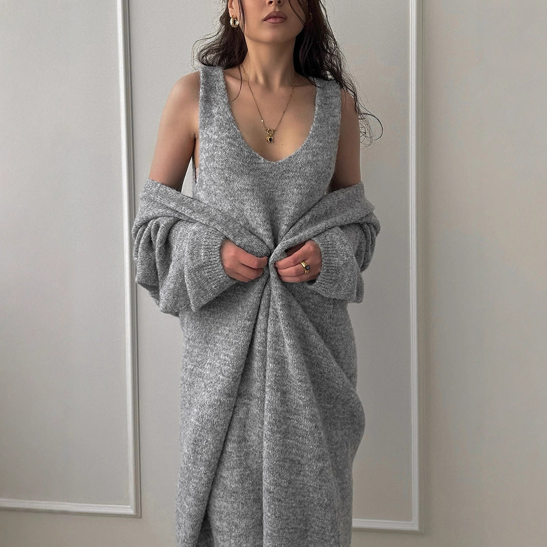 Lily Cozy Knit Dress & Long Cardigan Set