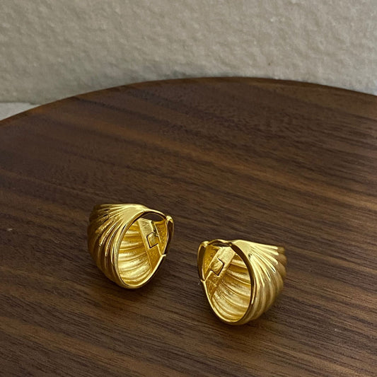 Audree Textured Shell Hoops