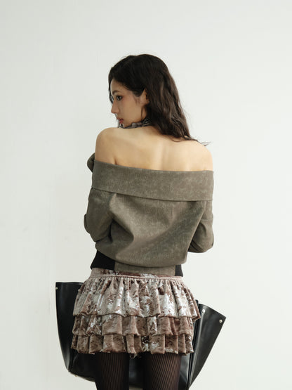 Velvet Ruffle Tank Mini Dress