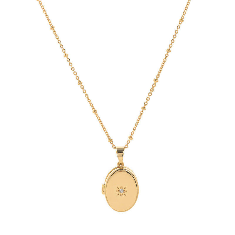 Zircon Heart Locket Necklace
