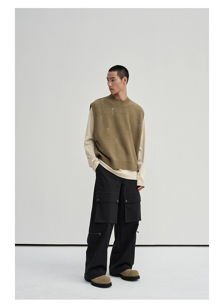 Irregular Distressed Open-knit Cardigan/vest