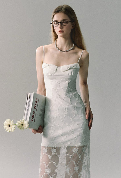 White Lace Slip Maxi Dress