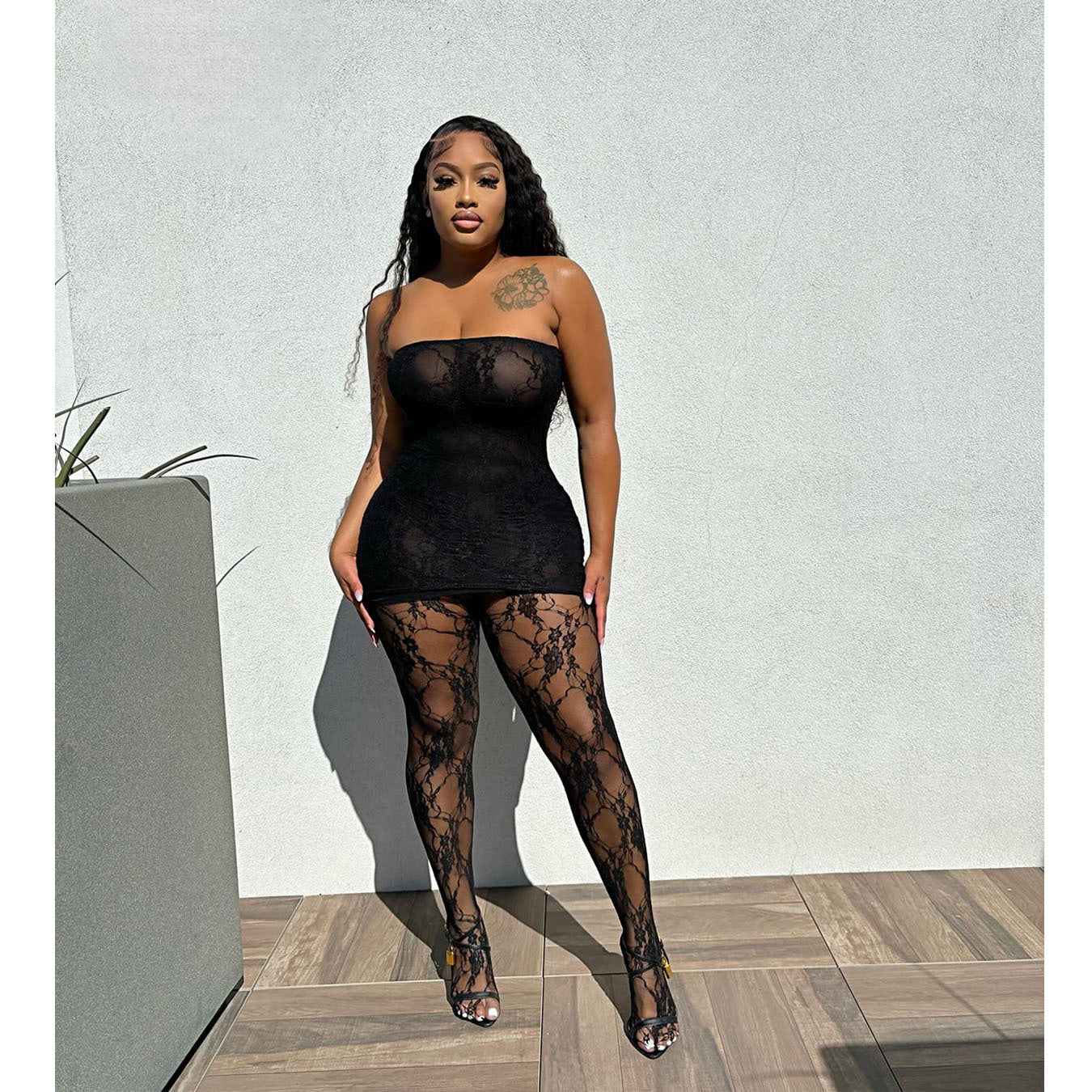 Clothing Night Club Mesh Pantyhose Suit