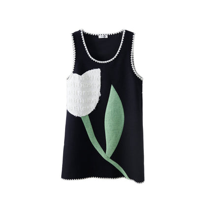 Whimsical Jumper Dress With Tulip Design