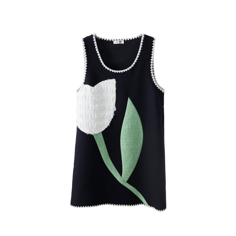 Whimsical Jumper Dress With Tulip Design