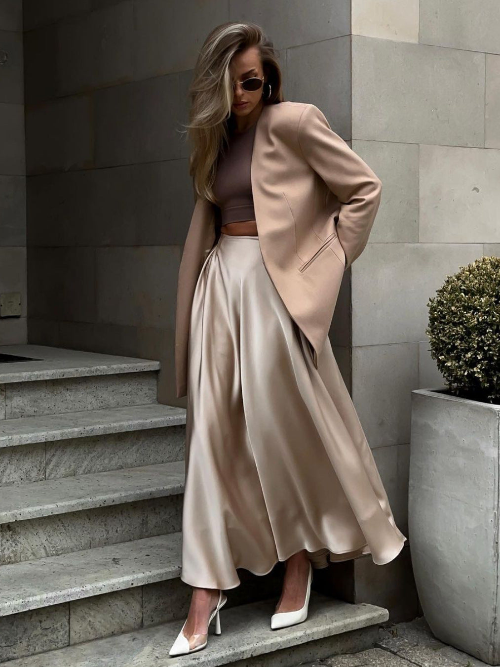 Satin A-line Maxi Skirt