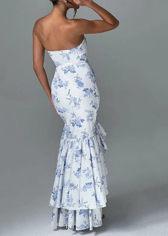 Elegance - Strapless Ruffled Maxi Dress