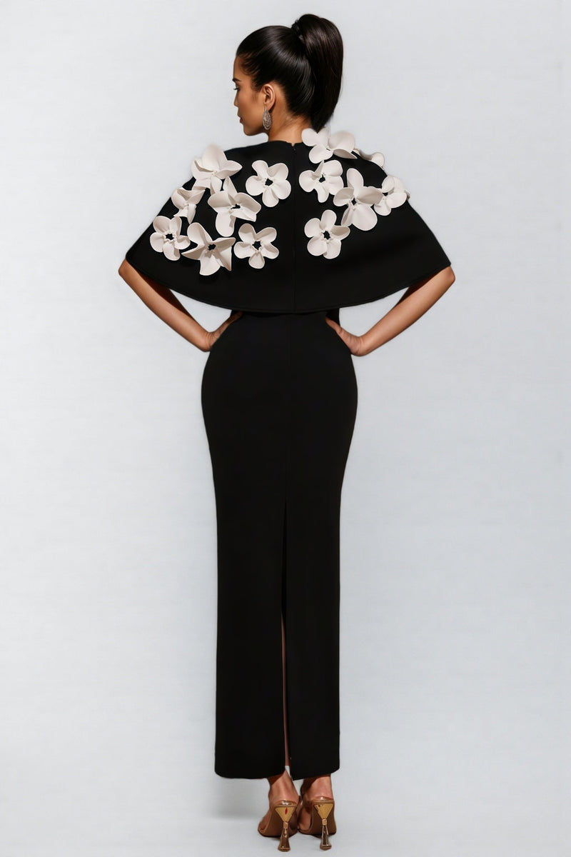 Elma Black 3d Maxi Dress