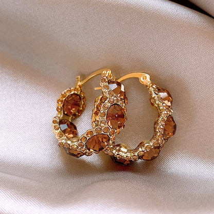 Aza Gold-plated Rhinestone Earrings