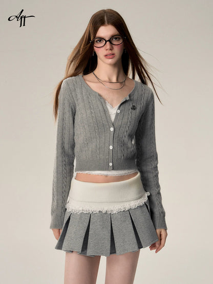 Wool Button-down Cardigan Set