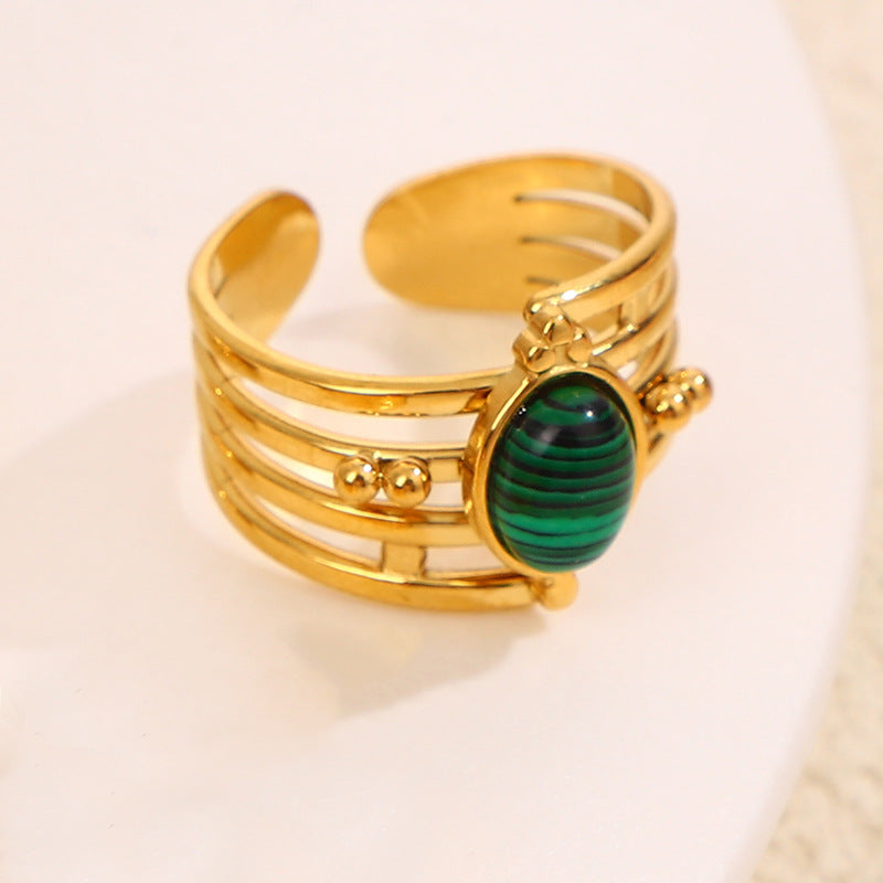 Leeba Layered Stone Open Ring